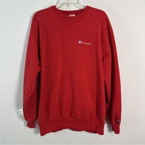 Y2K Champion Crewneck Sweatshirt Mens 2XL Red Classic Embroidered Logo Cotton